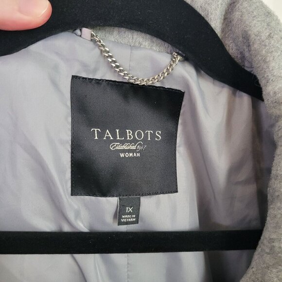 Talbots Women's 80% Wool Light Grey Cinch Waist Lined Coat/Jacket Size 1X - Picture 8 of 14